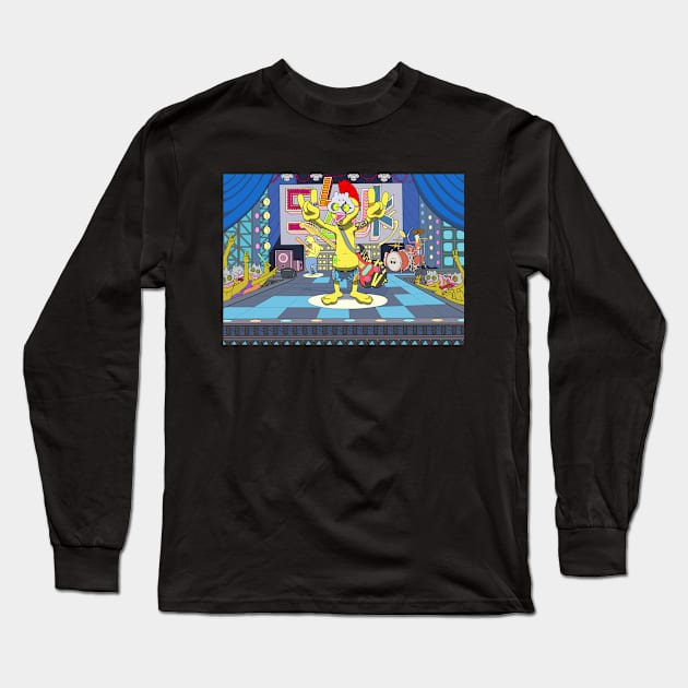 Dope Slluks character rock band on stage illustration Long Sleeve T-Shirt by slluks_shop